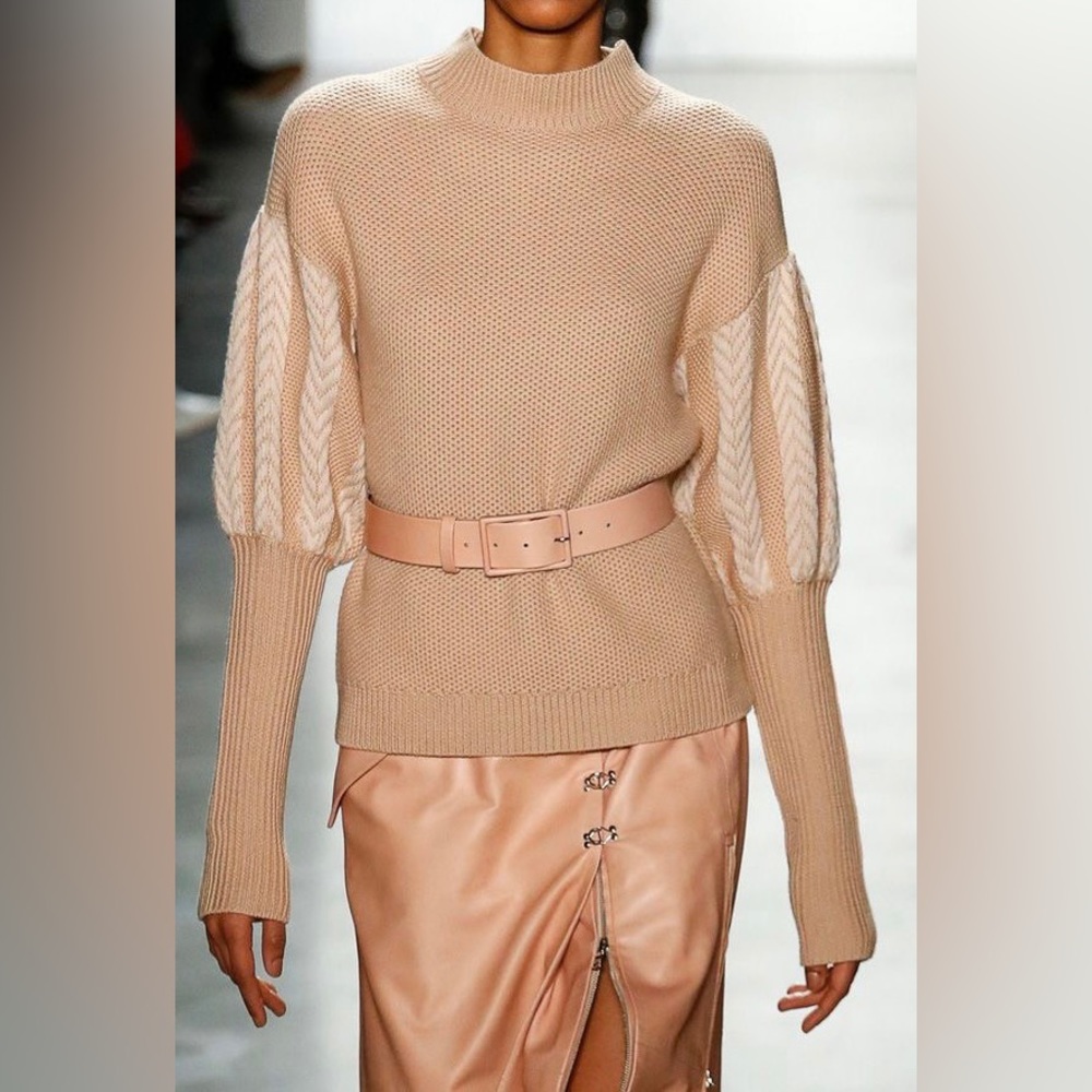 Jonathan Simkhai Knit Puff Sleeve Sweater in Blush